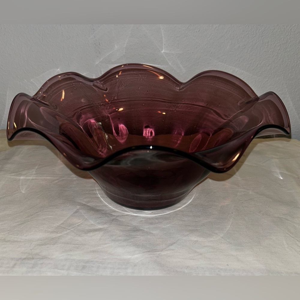 Amethyst/purple hand blown bowl. 10.5”